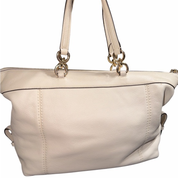 Coach Lenox satchel chalk/cream Ivory Leather Shoulder Bag with matching hangtag - Picture 2 of 3